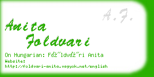 anita foldvari business card